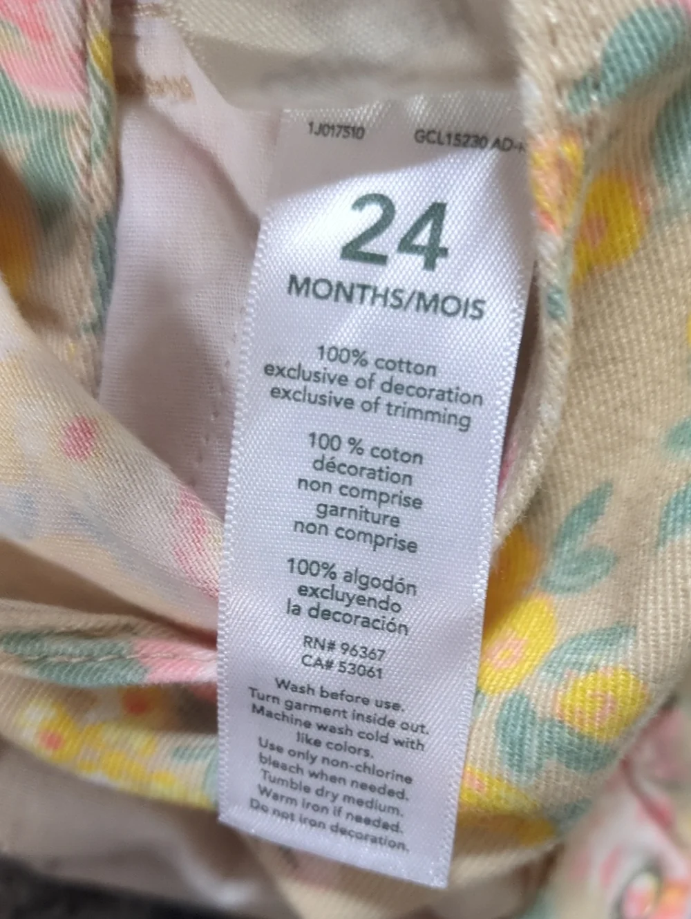 OshKosh B'gosh Tan Floral Girls' Overalls with Pink & Yellow Blossoms